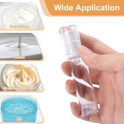 6pcs Airless Travel Pump Bottle, Clear Empty Refillable Vacuum Pump Bottle, 5ml 10ml 15ml Plastic Press Lotion Travel Container for DIY Cosmetic Foundation Toiletries - color: White