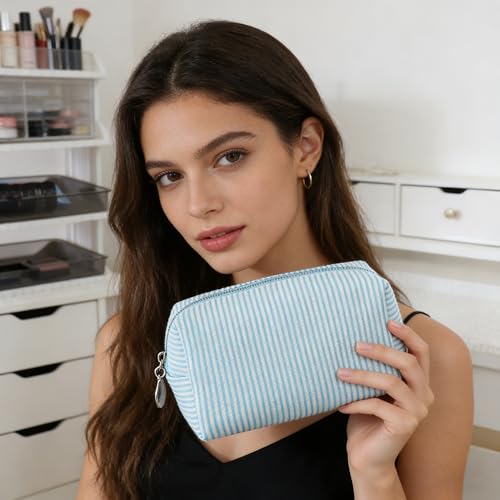2pcs Makeup Bag Travel Toiletry Bag for Women Lightweight Make Up Bag Purse Organizer Pouches Large Cosmetic Bag Small Makeup Pouch Medicine Bag Travel Essentials for Women Lake Blue - color: lake blue