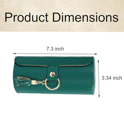 3 Layered Travel Jewelry Case, Three Distinct Layers Women Jewelry Box, Foldable Cylindrical Jewelry Storage Box for Earrings, Necklaces, Rings, Bracelets, Brooches, Watches (Green) - color: Green