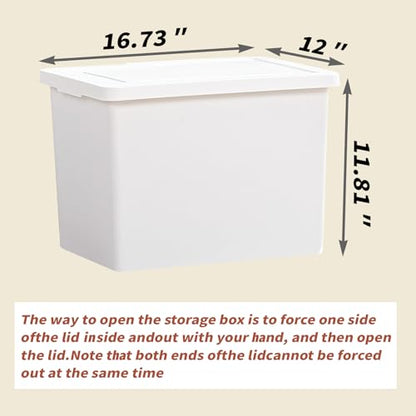YUNGSHY 4 Pack 27 Quart White Large Stackable Storage Bins With Lids,Bathroom Closet Undersink Organizers and Storage Containers and Durable Nestable Closet, Garage, Totes (white, 27Qt.-4Pack) - size: 27Qt.-4Pack