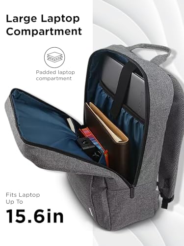 Lenovo Casual Laptop Backpack B210 - 15.6 inch - Padded Laptop/Tablet Compartment - Durable and Water-Repellent Fabric - Lightweight - Grey - color: Grey, size: 15.6 inch, style: B210
