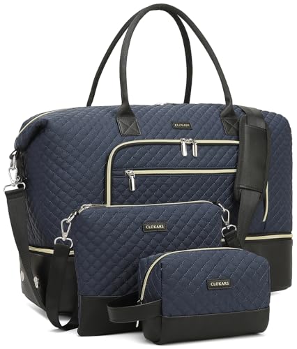 Weekender Bags for Women Travel, Under Seat Carry On Bags for Airplanes Overnight Bag with Shoe Compartment Luggage Sleeve, Foldie Travel Tote Bag Hospital Bag, Travel Gifts, Navy Black - color: Navy Black, size: Medium