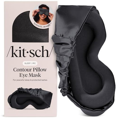 Kitsch Contour Pillow Eye Mask – Softer Than Silk Eye Masks for Sleep, Blindfold Sleep Masks for Women & Men, No Eye Pressure, Lightweight, Eye Care, Travel Essentials - Charcoal - color: Charcoal