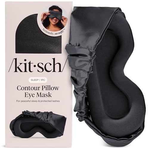 Kitsch Contour Pillow Eye Mask – Softer Than Silk Eye Masks for Sleep, Blindfold Sleep Masks for Women & Men, No Eye Pressure, Lightweight, Eye Care, Travel Essentials - Charcoal - color: Charcoal
