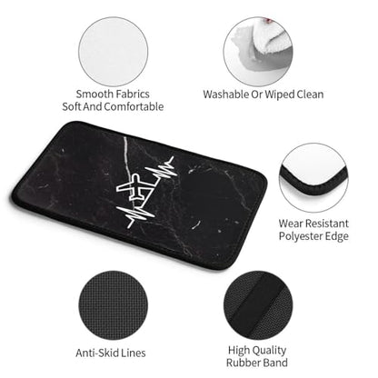 Airplane Pilot Heartbeat Car Center Console Cover Waterproof Non Slip Universal Car Armrest Seat Cover Black