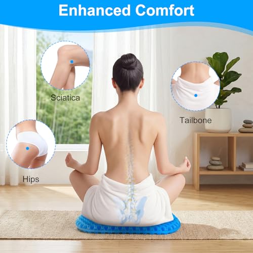 EVEME Large Gel Seat Cushion for Long Sitting with Non-Slip Cover-18 x 17inches,Soft & Breathable,Seat Cushion for Chair,Car,Office,Desk Chair,Wheelchair - size: 18" x 17" x 1.4" - Blue