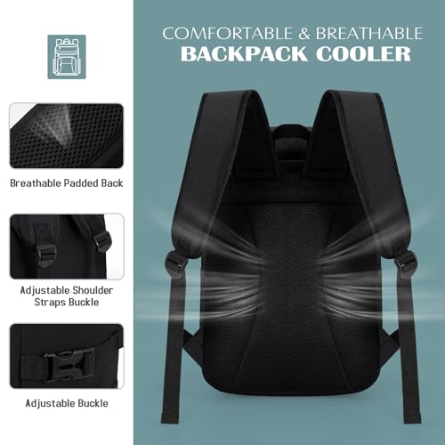 Tuwubi Cooler Backpack 35/42 Cans, Backpack Coolers Insulated Leak Proof for Men Women, Waterproof Soft Sided Lunch Camping Beach Travel Ice Chest Backpack Cooler Bag - color: Black, size: Medium