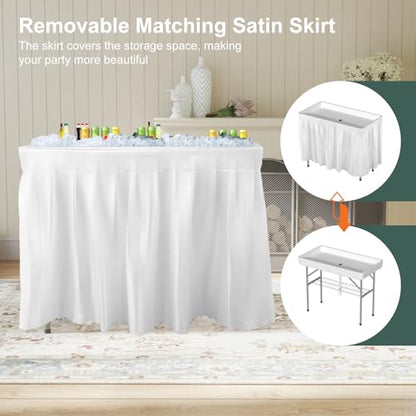 4 Foot Ice Cooler Table, Outdoor Cooler Table with Removable Matching Skirt and Shelf, Folding Ice Tables for Party, BBQ, Camping, Picnic, Fishing Cleaning Tables - style: Fish cleaning ice table