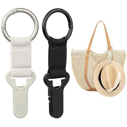 Niveaya Hat Clip for Travel on Bag - 2 Pack, Vacation Beach Cruise Essentials Accessory for Travel Handbag Backpack Luggage, Securely Hold to Keep Hat Shaped, Hands-Free, Black+Grey - color: Black + Gray