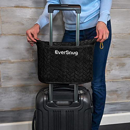 EverSnug Travel Blanket & Pillow 68x42 - Premium Ultra-Soft Microfleece 2 in 1 Compact & Packable Flight Blanket with Soft Bag Pillowcase, Hand Luggage Sleeve and Backpack Clip (Black) - color: Black