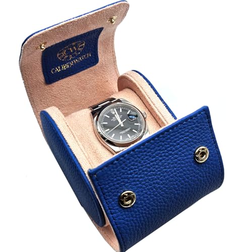 Genuine Napa Leather Watch Roll Travel Case for 3 Watches - Travel Watch Rolls and Leather Watch Display Cases with Velvet Interior - Watch Storage Organizer Men's (Blue - Single) - color: Blue - Single
