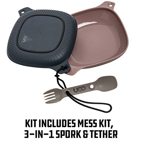 UCO 4-Piece Camping Mess Kit with Bowl, Plate and 3-in-1 Spork Utensil Set - color: Venture