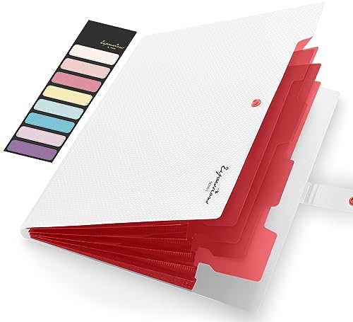 Sooez Accordion File Organizer, Letter Size Expanding File Folder with Labels, 5 Pocket Folders for Document, Portable Paper Bill Receipt Organizer for Home School Office Supplies, A4 Size, White - color: White