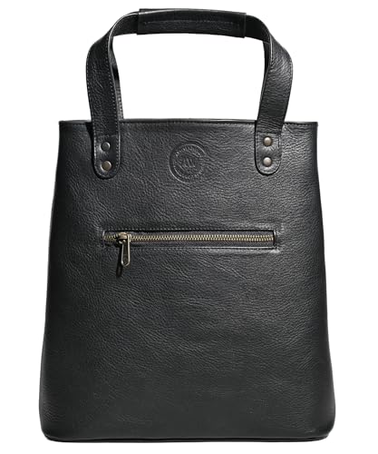 Premium Collection Genuine Leather Two-bottle Wine Tote | Luxury & Style Bag | Ideal Gift | Women and Men - color: Black