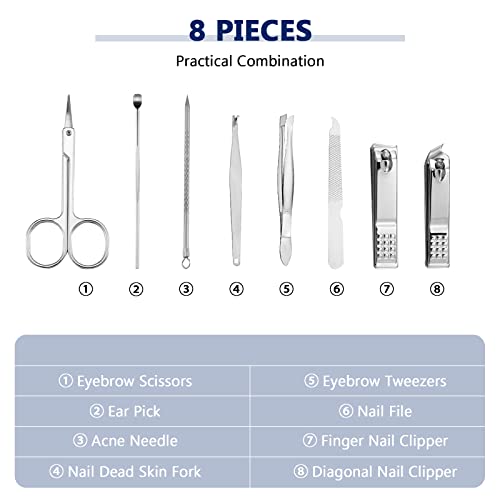 Hanaive 6 Set Manicure Set 48 Pcs Nail Clippers Pedicure Kit Gift for Fathers Day 8 in 1 Stainless Steel Grooming Kit Professional Nail Care Tools with Luxurious Travel Case for Men Women(Black) - color: Black