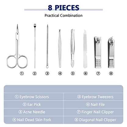 Hanaive 6 Set Manicure Set 48 Pcs Nail Clippers Pedicure Kit Gift for Fathers Day 8 in 1 Stainless Steel Grooming Kit Professional Nail Care Tools with Luxurious Travel Case for Men Women(Black) - color: Black