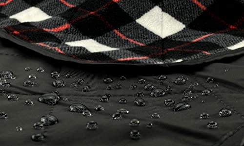 DOWN UNDER OUTDOORS Large Waterproof Windproof Extra Thick 350 GSM Quilted Fleece, or Sherpa Stadium Blanket - color: Black & White Check