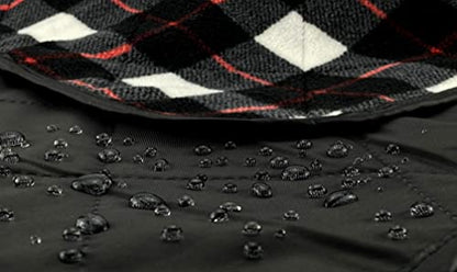 DOWN UNDER OUTDOORS Large Waterproof Windproof Extra Thick 350 GSM Quilted Fleece, or Sherpa Stadium Blanket - color: Black & White Check