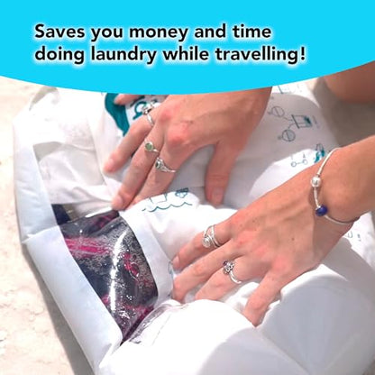 Scrubba UNTOUCHED Wash Bag & Dry Kit - Portable Washing Machine System with XL Towel, Pegless Clothesline & Hangers - Lightweight Eco-Friendly Travel Laundry Kit for Camping, Hiking & RV