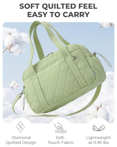 Percover Weekender Bag for Women, Ultra Lightweight Travel Duffle, Carry On Personal Item Overnight Bag with Toiletry Pouch & Compartments, Quilted Gym & Travel Bag, Mint Green - color: Mint Green