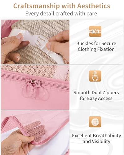 Packing Cubes 11 Set, Suitcase Organizers, Luggage Organizer Bags, Packing Cubes for Travel, with Toiletry Bag, Travel Essentials,Pink - color: Pink
