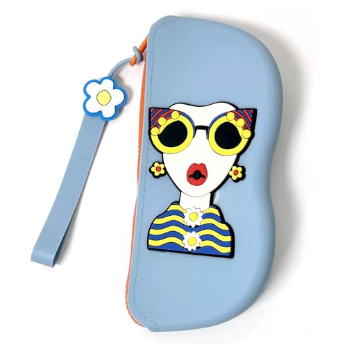 Longjet Soft Silicone Eyeglasses Pouch Case for Glasses and Sunglasses with Zipper Closure and Wristlet Strap - color: Baby Blue