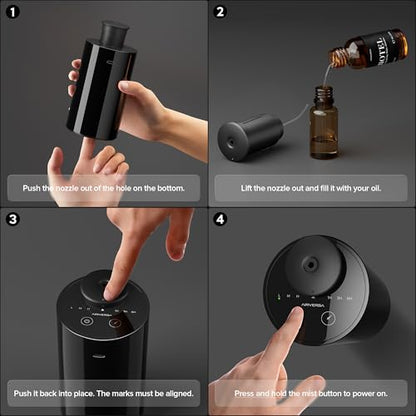 Airversa Waterless Essential Oil Diffuser Starter Kit with 2 x 30mL Fragrance Oil, Battery Operated Mini Scent Air Machine Portable Diffuser for Home Car Office Room, Black AN6 2 Packs Kit - color: A1 Black&black2