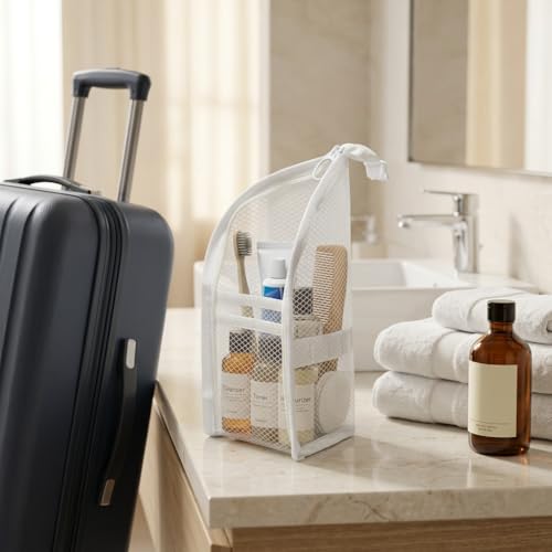 2Pcs Standing Toiletry Bag, Upright Travel Toiletry Bag Waterproof Portable Makeup Cosmetic Bag, Translucent Mesh Travel Bag for Toiletries, Standing Makeup Bag