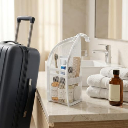2Pcs Standing Toiletry Bag, Upright Travel Toiletry Bag Waterproof Portable Makeup Cosmetic Bag, Translucent Mesh Travel Bag for Toiletries, Standing Makeup Bag