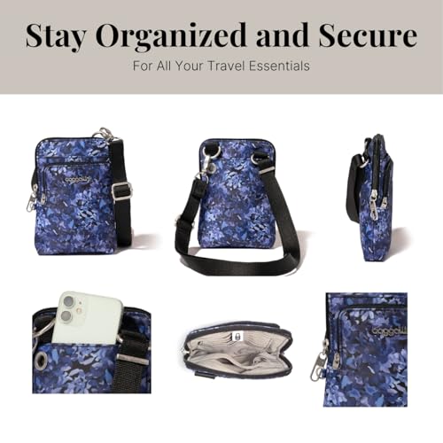 Baggallini Women's Securtex Anti-theft Activity Crossbody Bag - color: Indigo Petal