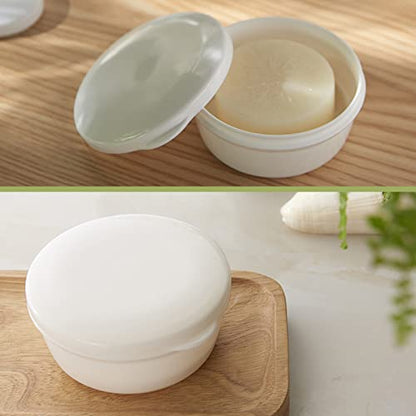 2 Pack Portable Round Soap Dishes, Plastic Soap Container with Lid Leak-Proof Drain Soap Box Holder Soap Container (Black+White) - color: Black+white