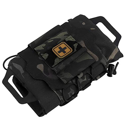 SABADO Rapid/Quick Deploy First Aid Kit Pack Tactical IFAK Pouch Two-Piece System Med Roll Carrier Hypalon Handle Outdoor Sport Hunting Bag - color: Black CP-87