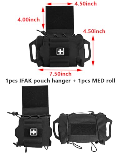 SABADO Rapid/Quick Deploy First Aid Kit Pack Tactical IFAK Pouch Two-Piece System Med Roll Carrier Hypalon Handle Outdoor Sport Hunting Bag - color: Black