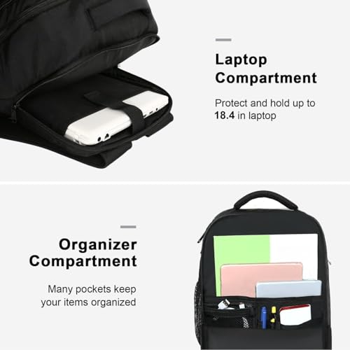 MATEIN Extra Large 45L Travel Laptop Backpack, Airline Approved Carry on Backpack with Shoe Compartment, Water Resistant Luggage College Overnight Weekender Travel Bag Fit 18" Laptop, Black - color: Black, size: XX-Large
