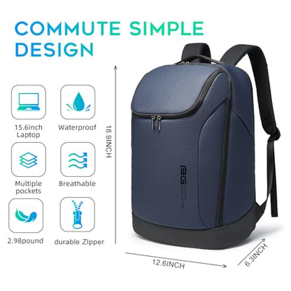 BANGE Business Commute Backpack Waterproof fit 15.6 Inch adopt in Commute,Travel Durable Backpack (Blue) - color: Blue(no Charge Port)