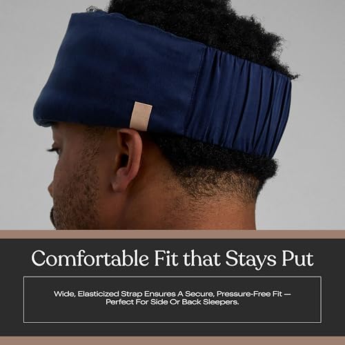 Lunya Washable Silk Sleeping Mask - Thermoregulating Mulberry Silk, Light Blocking and Comfortable Fit – Sleep Mask for Women and Men with Box - Deep Blue - Small - color: Deep Blue - Small, size: Large