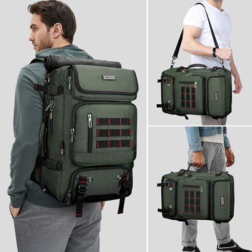 WITZMAN Carry on Travel Backpack for Men Women Airline Approved Convertible Nylon Duffle Backpack Luggage Bag (B682 Army Green) - color: 02.army Green