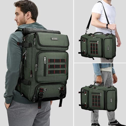 WITZMAN Carry on Travel Backpack for Men Women Airline Approved Convertible Nylon Duffle Backpack Luggage Bag (B682 Army Green) - color: 02.army Green