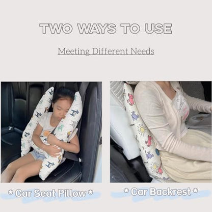 H-Shaped Car Travel Pillow for Kids & Adult-Adjustable Car Seat Pillow, Soft Ergonomic Neck Head Support Sleeping Cushion for Long Distance Travel - color: H-shape-white