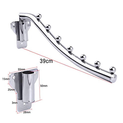 2 PCS Wall Mount Laundry Hanger Dryer Rack, Wall Mounted Folding Clothes Rack, Stainless Steel Drying Rack with Swing Arm Holder Clothes Hanging Rail Rod Garment Hooks Space Saver Closet Organizer - size: 7 HOOKS x 2