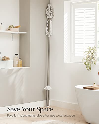 SONGMICS 2-Tier Clothes Drying Rack, 72-Inch Folding Laundry Drying Rack with 3 Rotatable Arms for Hangers, 24 Clips, Stainless Steel, for 27 Pieces of Clothes, White and Silver ULLR512W01 - color: White + Silver, style: 2-Tier-Clip