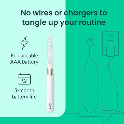 Quip Metal Sonic Electric Toothbrush for Adults - Time Travel & Soft Bristles with Travel Case & Replacement Brush Head - 3 Month Battery Life, Moonlight Champagne - color: Moonlight Champagne