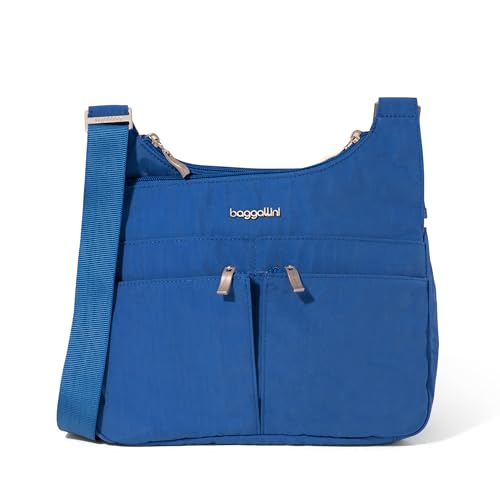 Baggallini Crossbody Travel Bag 11x8.5 Lightweight Water-resistant Nylon Handbag - color: Lapis