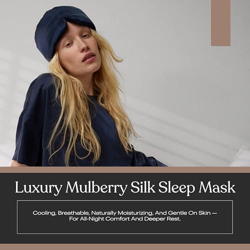 Lunya Washable Silk Sleeping Mask - Thermoregulating Mulberry Silk, Light Blocking and Comfortable Fit – Sleep Mask for Women and Men with Box - Deep Blue - Small - color: Deep Blue - Small, size: Large