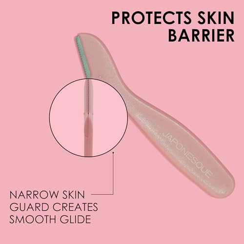 JAPONESQUE Mini Touch Up Razors - Travel Size Dermaplaning Tool Set - 3 Piece Mini Travel Razor Kit, One Blade Fixed Dermaplane Razor For Women