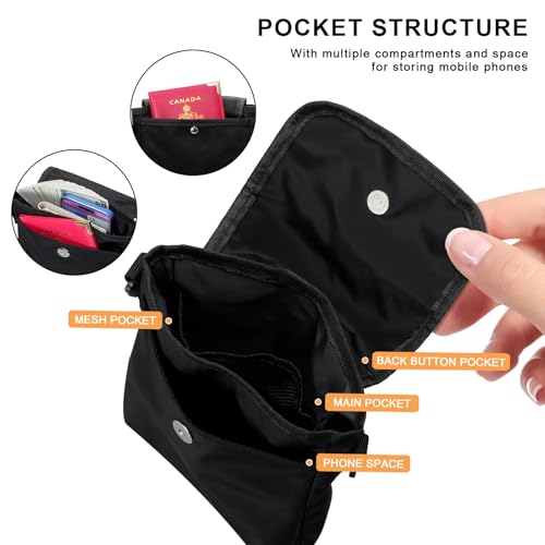 HUA ANGEL Small Crossbody Bag for Women, Phone Lanyard for Women/Men, Cell Phone Purses with Detachable 6-Layer Card Holder - color: Black