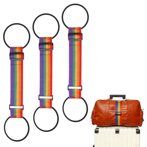 Luggage Connector 2 Pack Heavy Duty Suitcases Strap for Travel Multi Use Elastic Bag Belt with Buckle Flexible Travel Essentials Easy to Identify Colorful