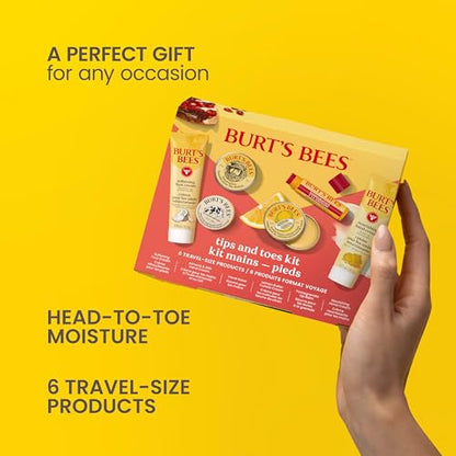 Burt's Bees Gifts Ideas, Tips and Toes Kit, 6 Travel Size Products - Pomegranate Moisturizing Lip Balm, 2 Hand Creams, Foot Cream, Cuticle Cream, and Hand Salve - size: 6 Count