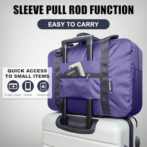 Foldable Travel Duffle Bag, Airlines Approved Carry On Bag Weekender Overnight Bag for Men Women, 23L (Purple) - color: Purple, size: 23L