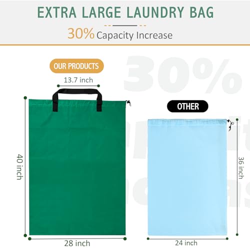 Isink Extra Large Laundry Bag With Handles, Heavy Duty, Travel Laundry Bag for Dirty Clothes, 28" x 40" (Green) - color: Extra Large Laundry Bag With Handles (Green)